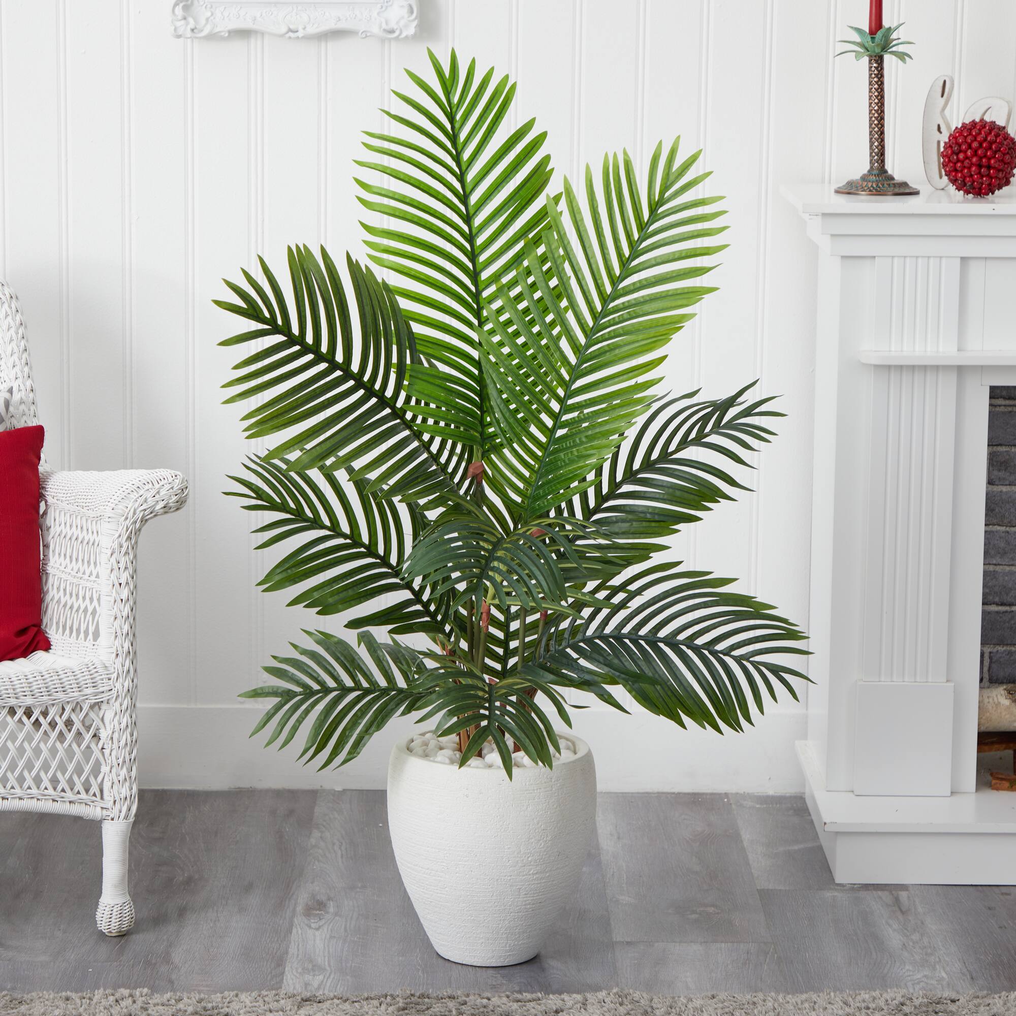 4.5ft. Paradise Palm Tree with White Ceramic Planter